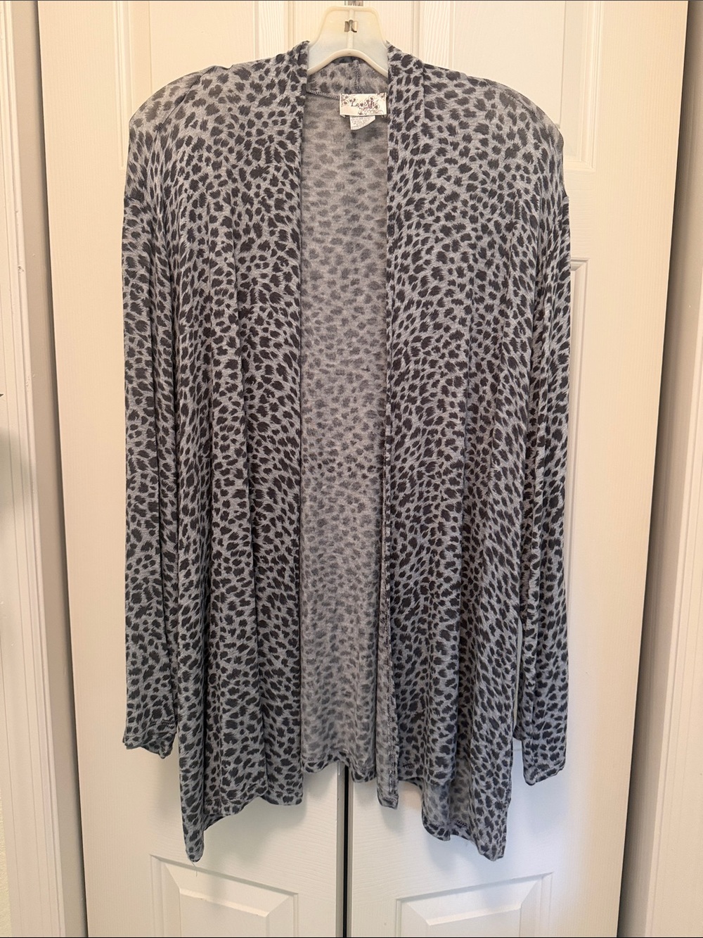 Open-Front Gray Leopard Print Cardigan, Kimono, Cover up. Super soft and sheer